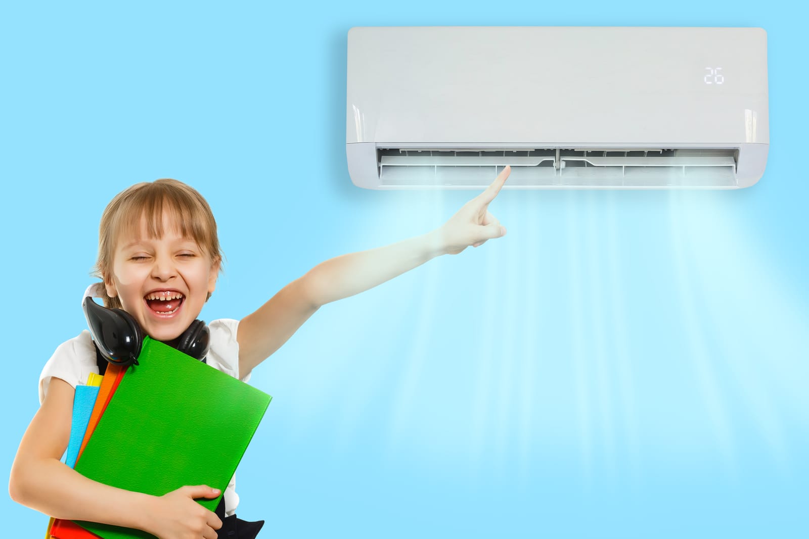 little girl and heat pump. Heat pumps and allergies